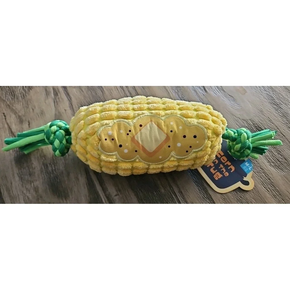 Bark Box Dog Toy Corn Tug Thanksgiving Crinkle Medium Large 20 Pounds +